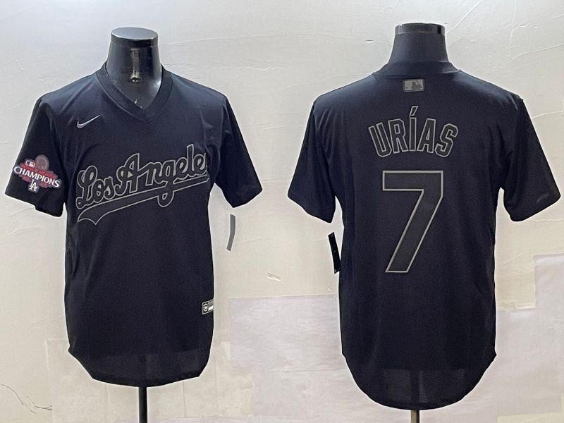 Men Los Angeles Dodgers 7 Urias Black Fashion Game 2025 Nike MLB Jersey style 3188